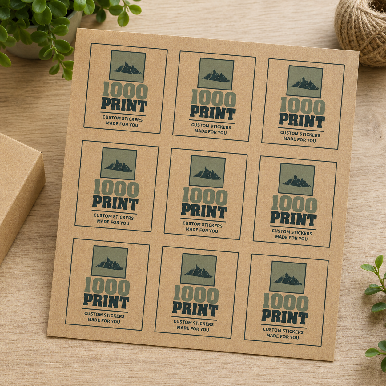 Custom Square Kraft Paper Stickers | 1000 Print